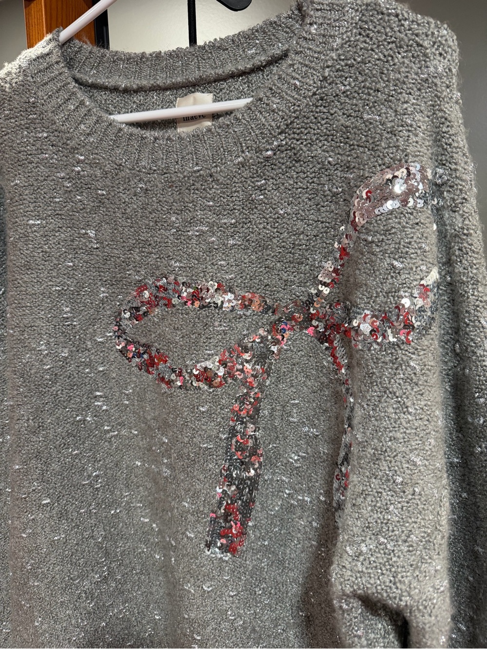 Maeve Anthropologie Sequin Bow Crew-Neck Sweater Medium - Picture 10 of 12